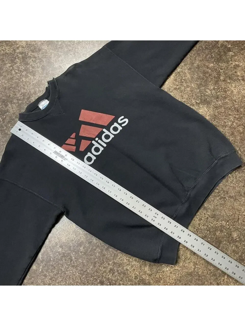 Vintage Adidas Sweatshirt Black Crewneck Red Logo Graphic Mens XL
